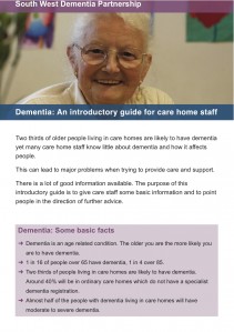 Dementia: An introductory guide for care home staff cover